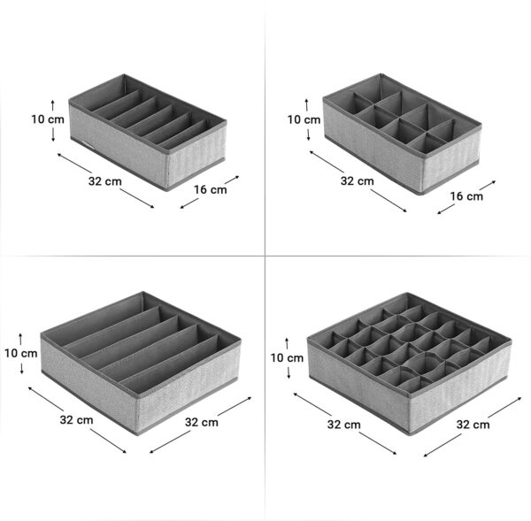 Drawer Organiser (Set of 4) - Grey - Image 4