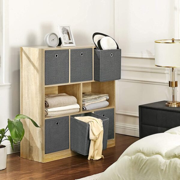Fabric Foldable Storage Boxes Grey (Set of 6) - Image 4
