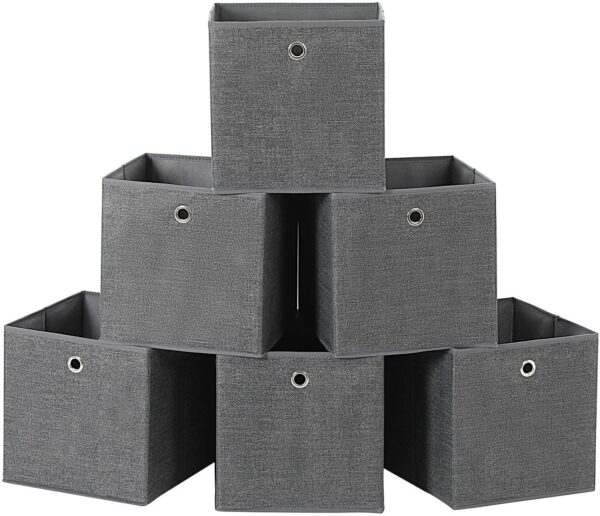 Fabric Foldable Storage Boxes Grey (Set of 6) - Image 7