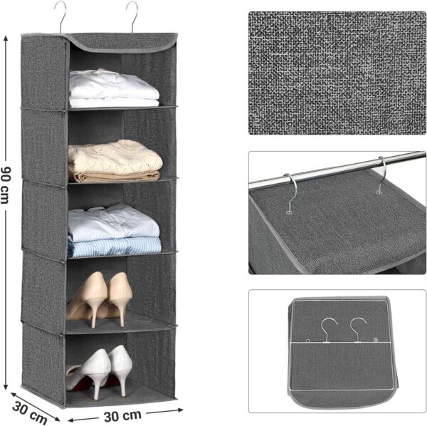 Hanging Wardrobe Storage Clothes Organiser With Metal Hooks - Image 4