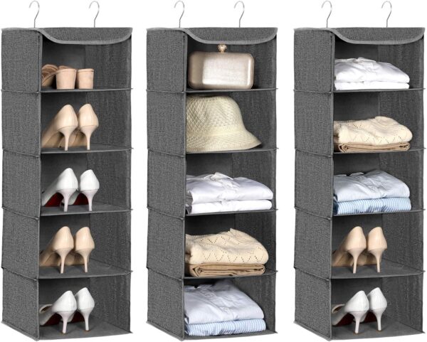 Hanging Wardrobe Storage Clothes Organiser With Metal Hooks - Image 3