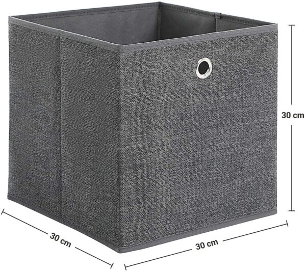 Fabric Foldable Storage Boxes Grey (Set of 6) - Image 3
