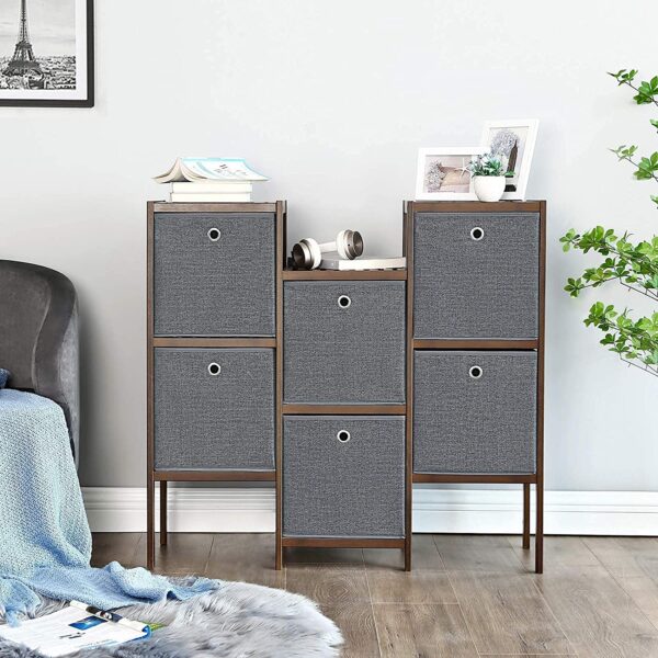 Fabric Foldable Storage Boxes Grey (Set of 6) - Image 8