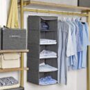 Hanging Wardrobe Storage Clothes Organiser With Metal Hooks