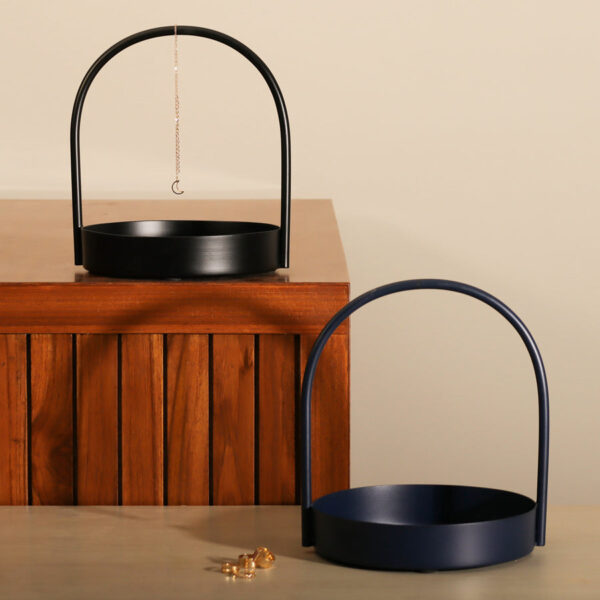 Cairo Round Metal Caddy Medium - Ink Blue - Image 6