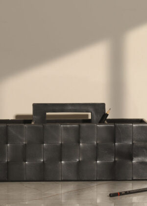 Nolan Weaved Leather Caddy - Black