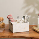 Patterned Square Sectioned Caddy - Aspen White