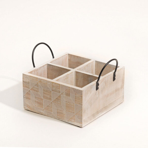 Patterned Square Sectioned Caddy - Aspen White - Image 4