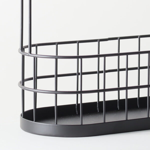 Wire Oval Caddy with Wooden Handle- Black - Image 6