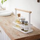 Slim Organiser with Wooden Handle - White