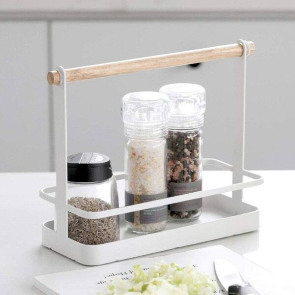 Slim Organiser with Wooden Handle - White - Image 3