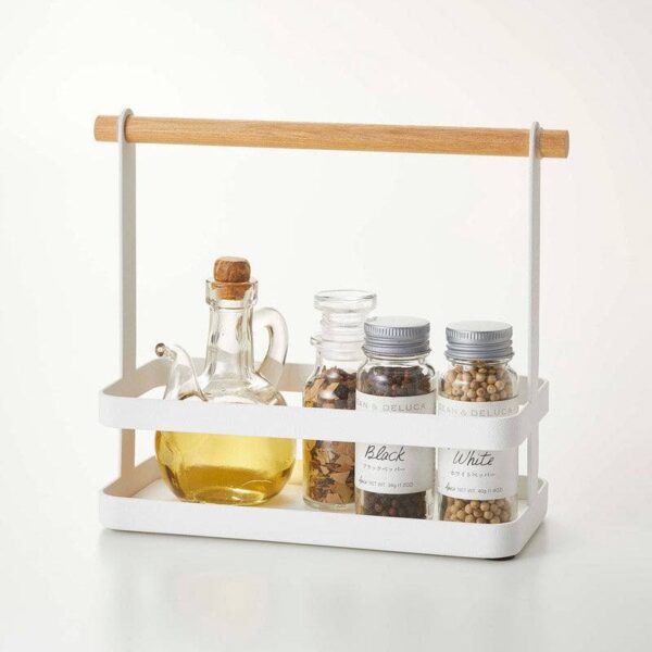 Slim Organiser with Wooden Handle - White - Image 4