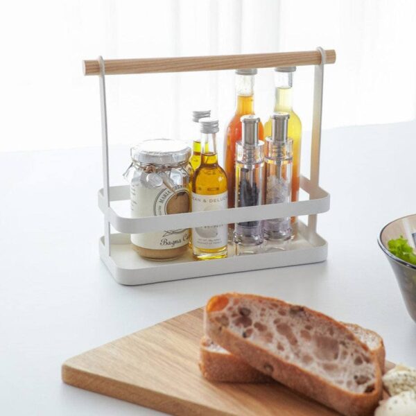 Slim Organiser with Wooden Handle - White - Image 5