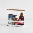Slim Organiser with Wooden Handle - White