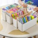 Storage Caddy with Adjustable Dividers - White