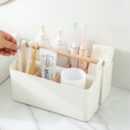 Storage Caddy with Adjustable Dividers - White
