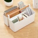 Storage Caddy with Adjustable Dividers - White