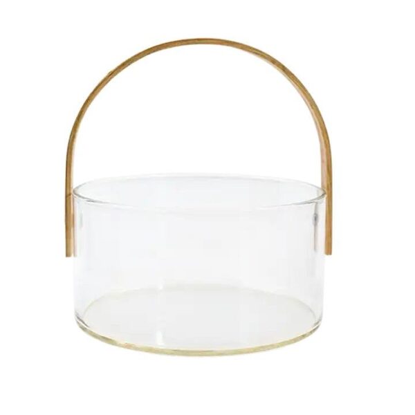 Aura Glass Storage Basket with Wooden Handle - Image 2