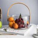 Aura Glass Storage Basket with Wooden Handle