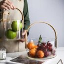 Aura Glass Storage Basket with Wooden Handle