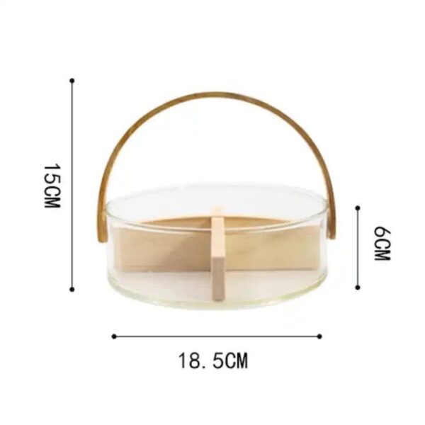 Aura Sectional Glass Storage Basket with Wooden Handle - Image 6