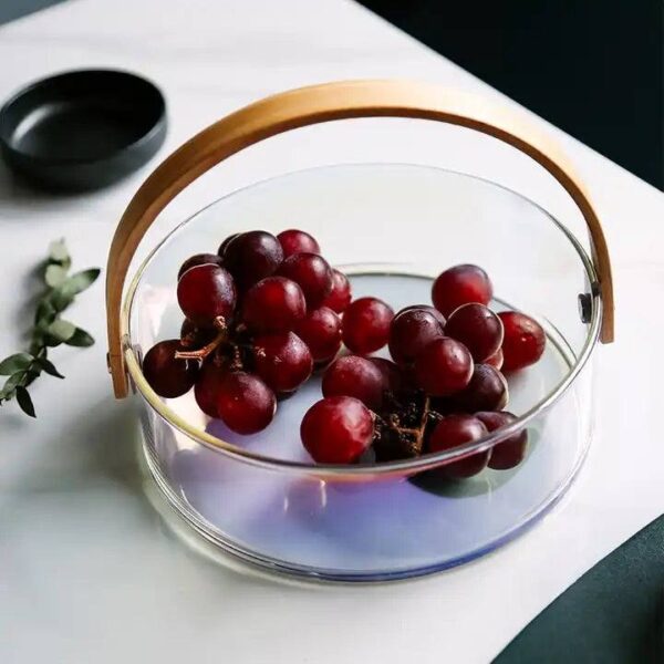 Aura Sectional Glass Storage Basket with Wooden Handle - Image 8