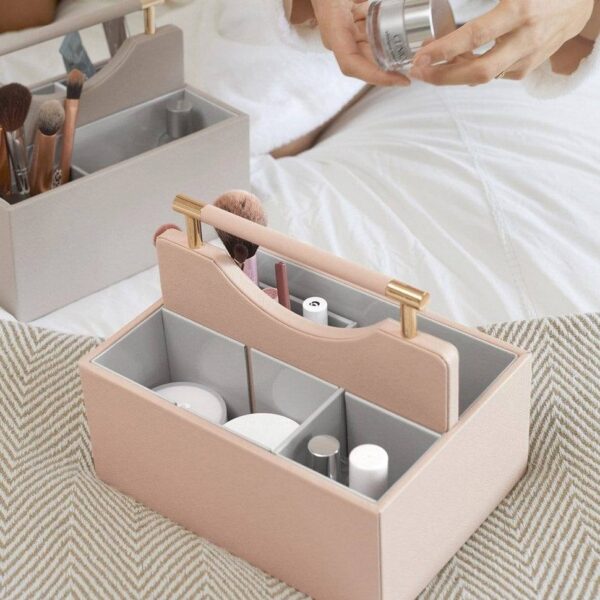 Cosmetic Organiser Caddy Medium - Blush Pink - Image 3