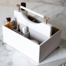 Cosmetic Organiser Caddy Medium - Pebble White