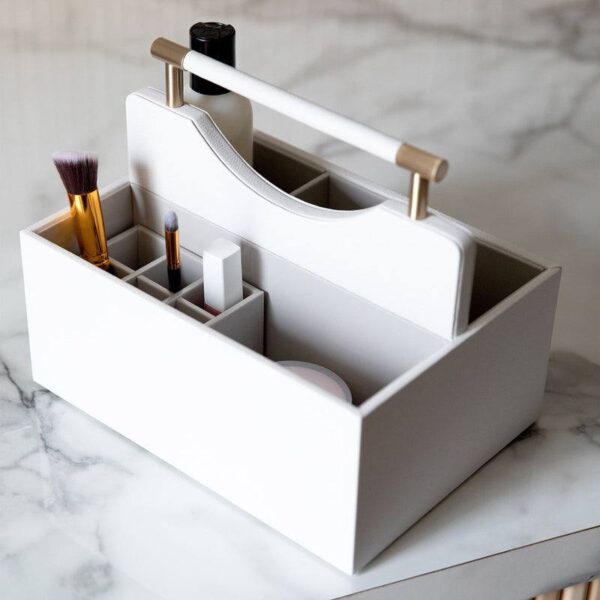 Cosmetic Organiser Caddy Medium - Pebble White