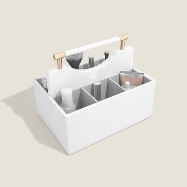 Cosmetic Organiser Caddy Medium - Pebble White - Image 2