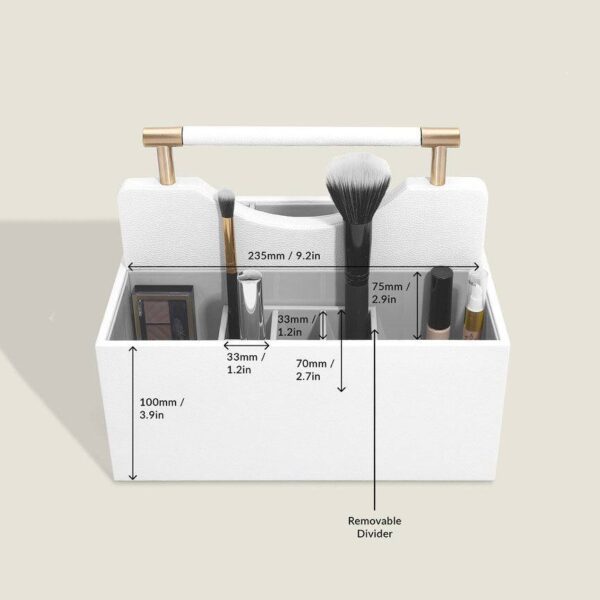 Cosmetic Organiser Caddy Medium - Pebble White - Image 3