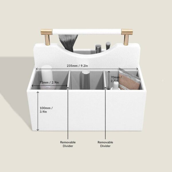 Cosmetic Organiser Caddy Medium - Pebble White - Image 4