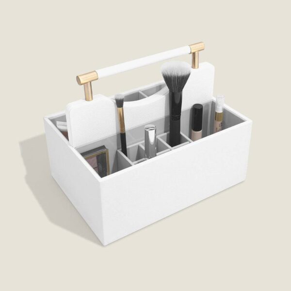 Cosmetic Organiser Caddy Medium - Pebble White - Image 5