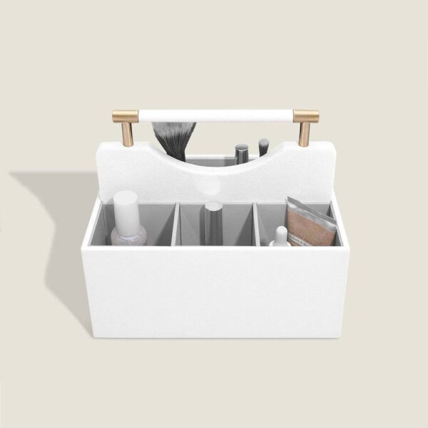 Cosmetic Organiser Caddy Medium - Pebble White - Image 6